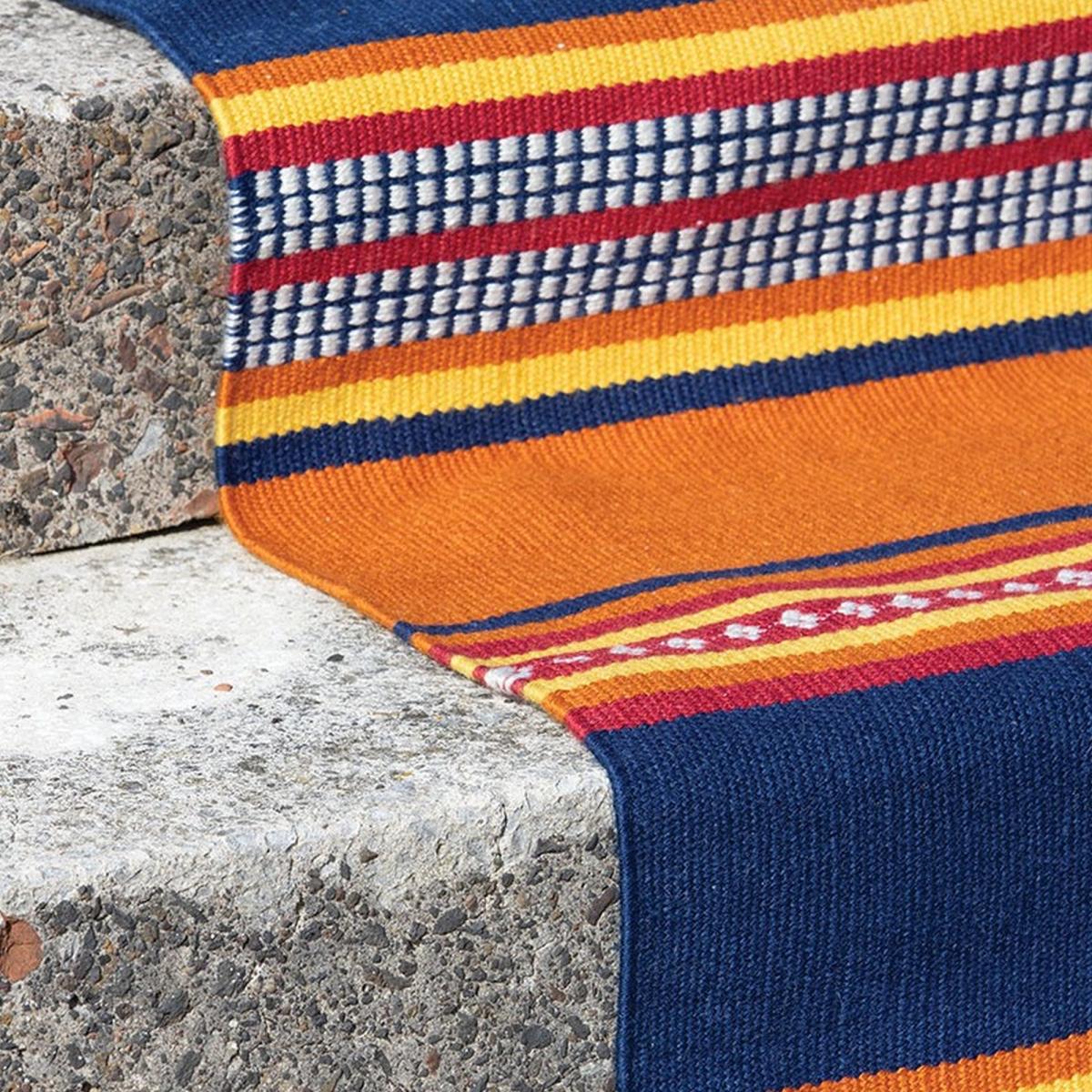 Santa Fe Stripe Indoor Outdoor Rugs in Orange Blue by William Yeoward160x260cm – image 4