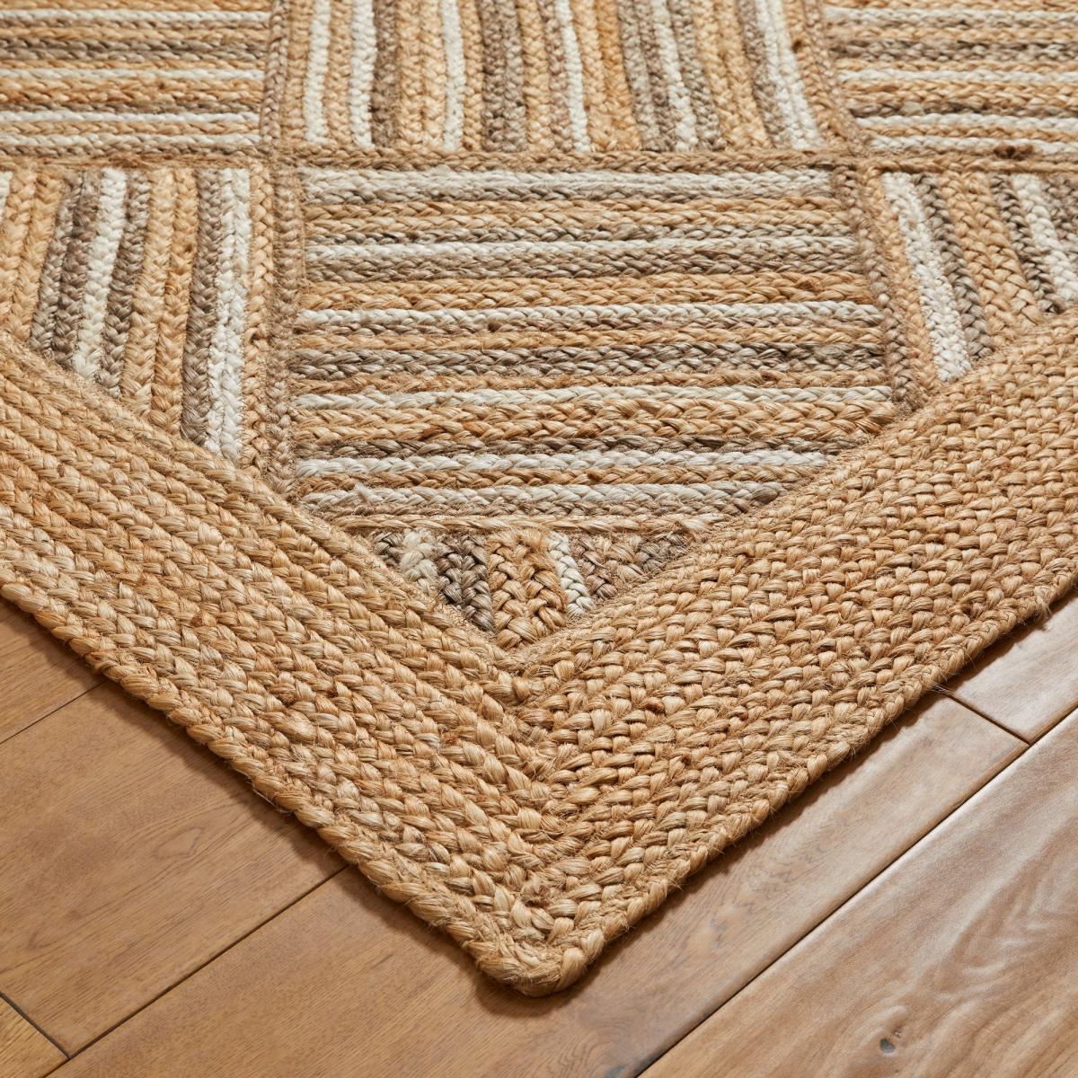 Naturals Squares Jute & Cotton Flatweave Rug 160x230cm – image 3