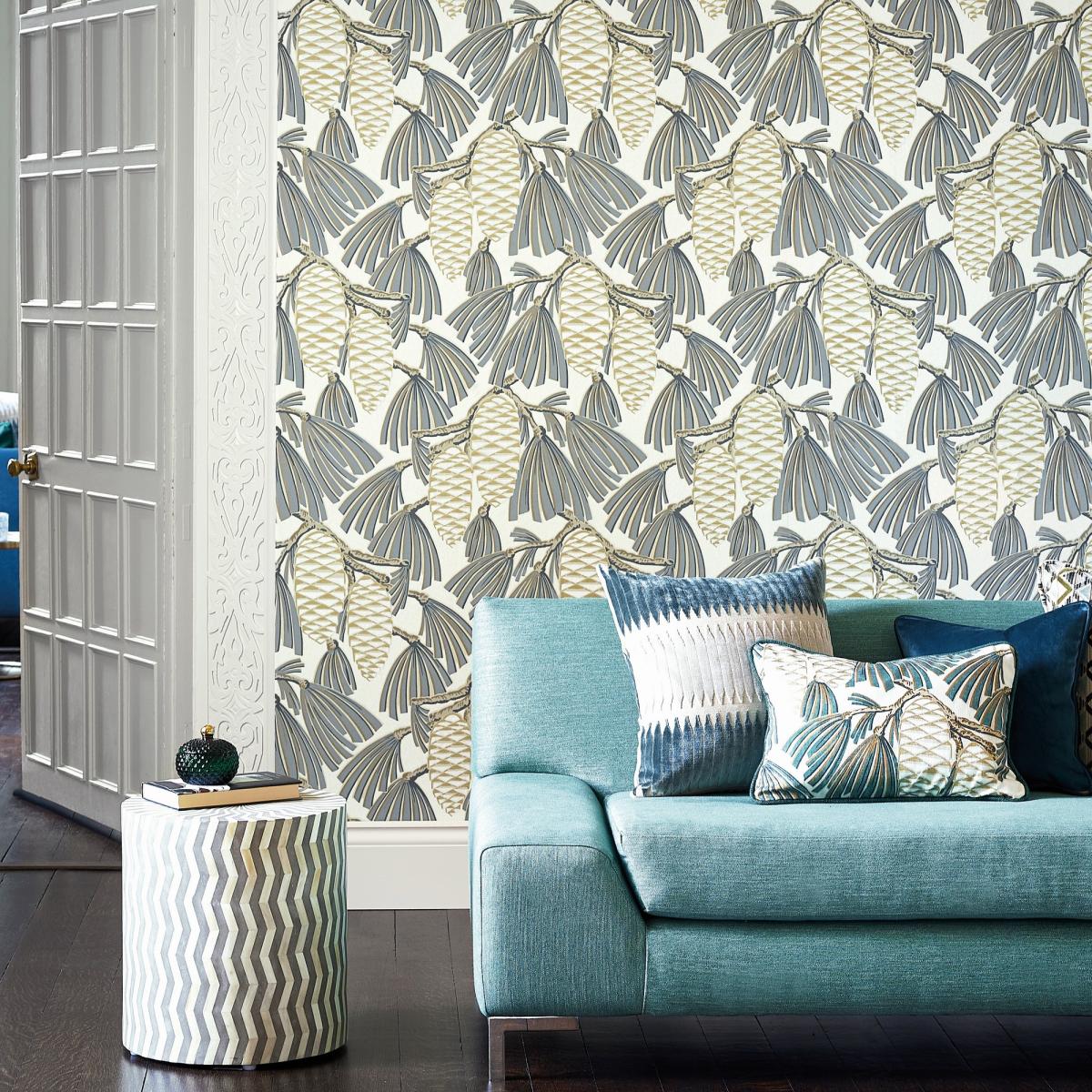 Foxley Wallpaper 112128 by Harlequin in Platinum Gold Yellow Roll – image 2