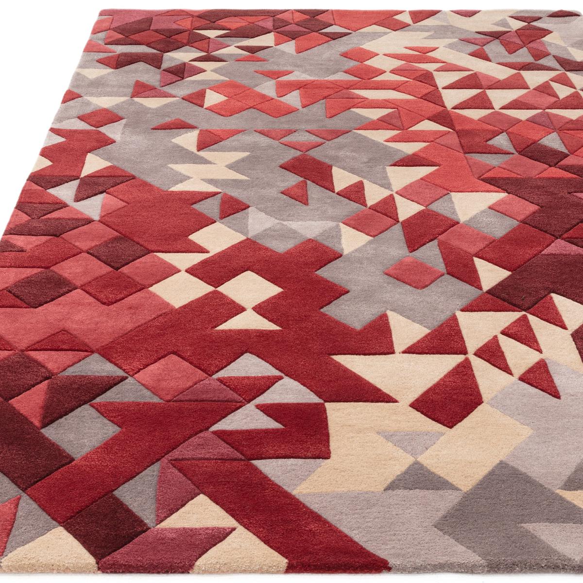 Enigma Modern Carved 3D Wool Rugs in Red Multi200x290cm – image 4