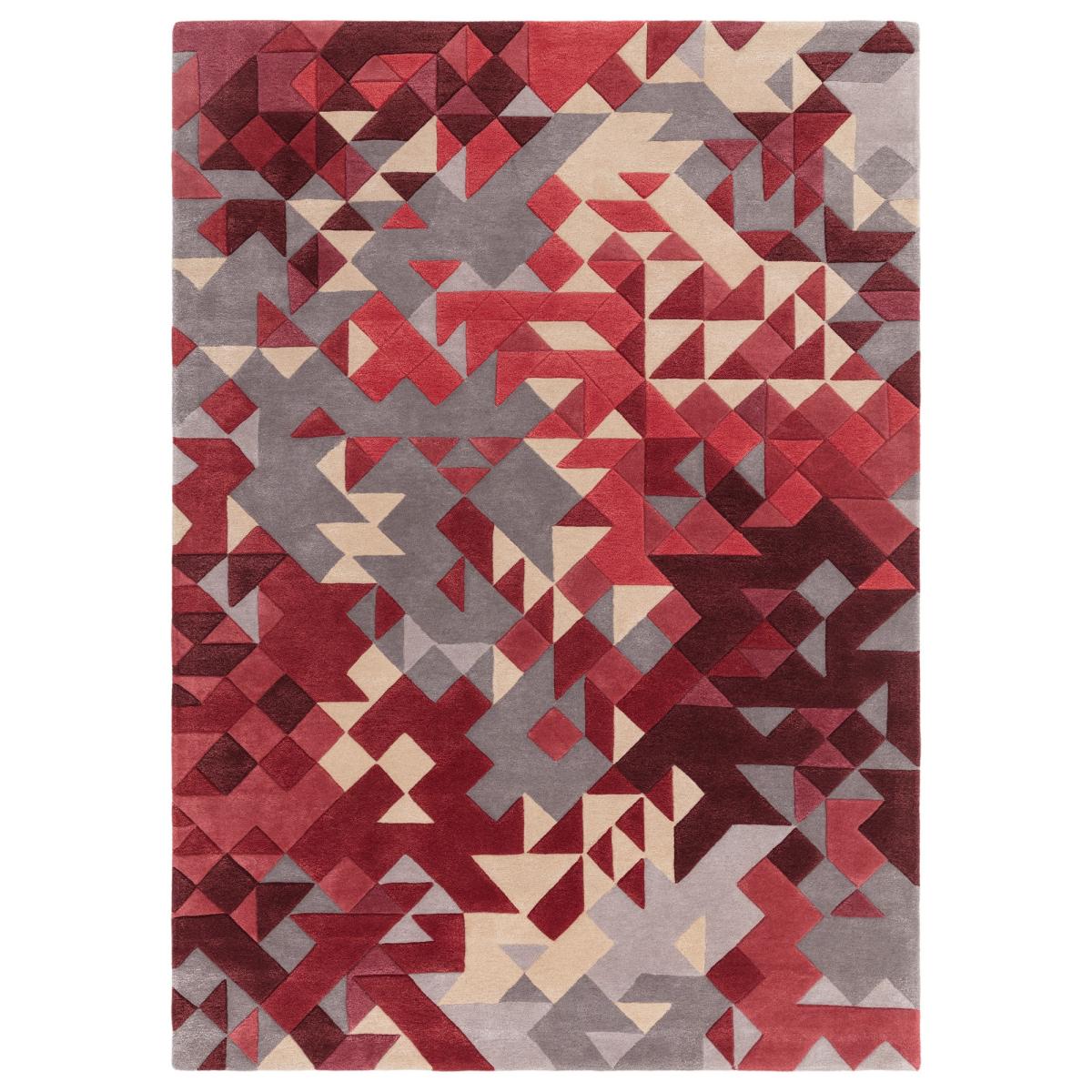 Enigma Modern Carved 3D Wool Rugs in Red Multi200x290cm – image 5