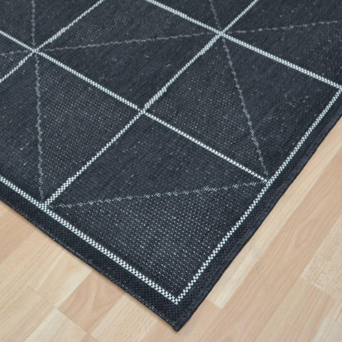 Patio Check PAT07 Geometric Outdoor Rugs in Charcoal Grey – image 2