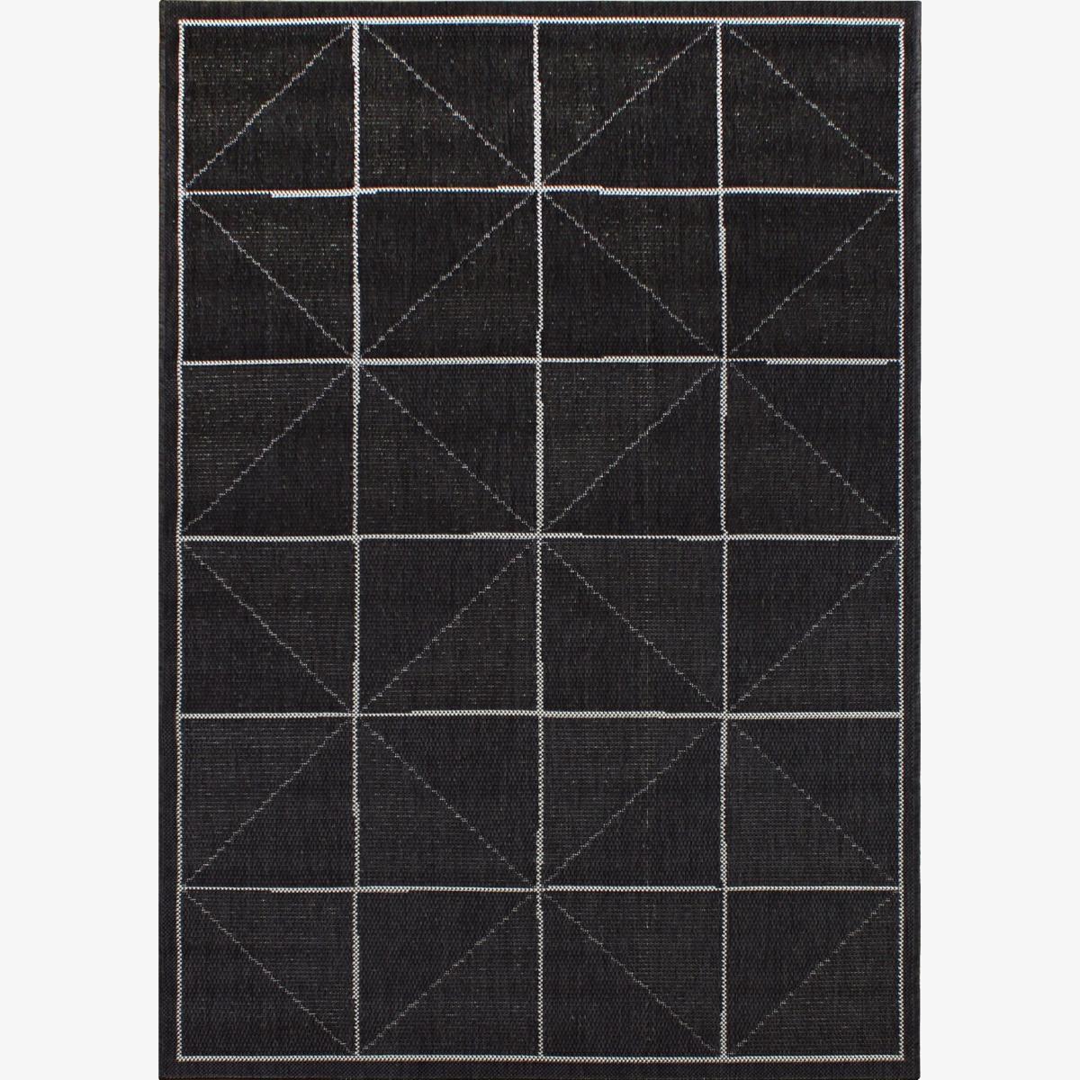 Patio Check PAT07 Geometric Outdoor Rugs in Charcoal Grey – image 1