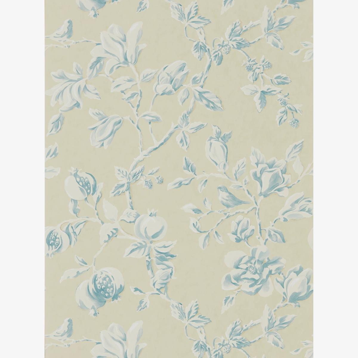 Magnolia and Pomegranate Wallpaper 215725 by Sanderson in Parchment Sky Blue Roll