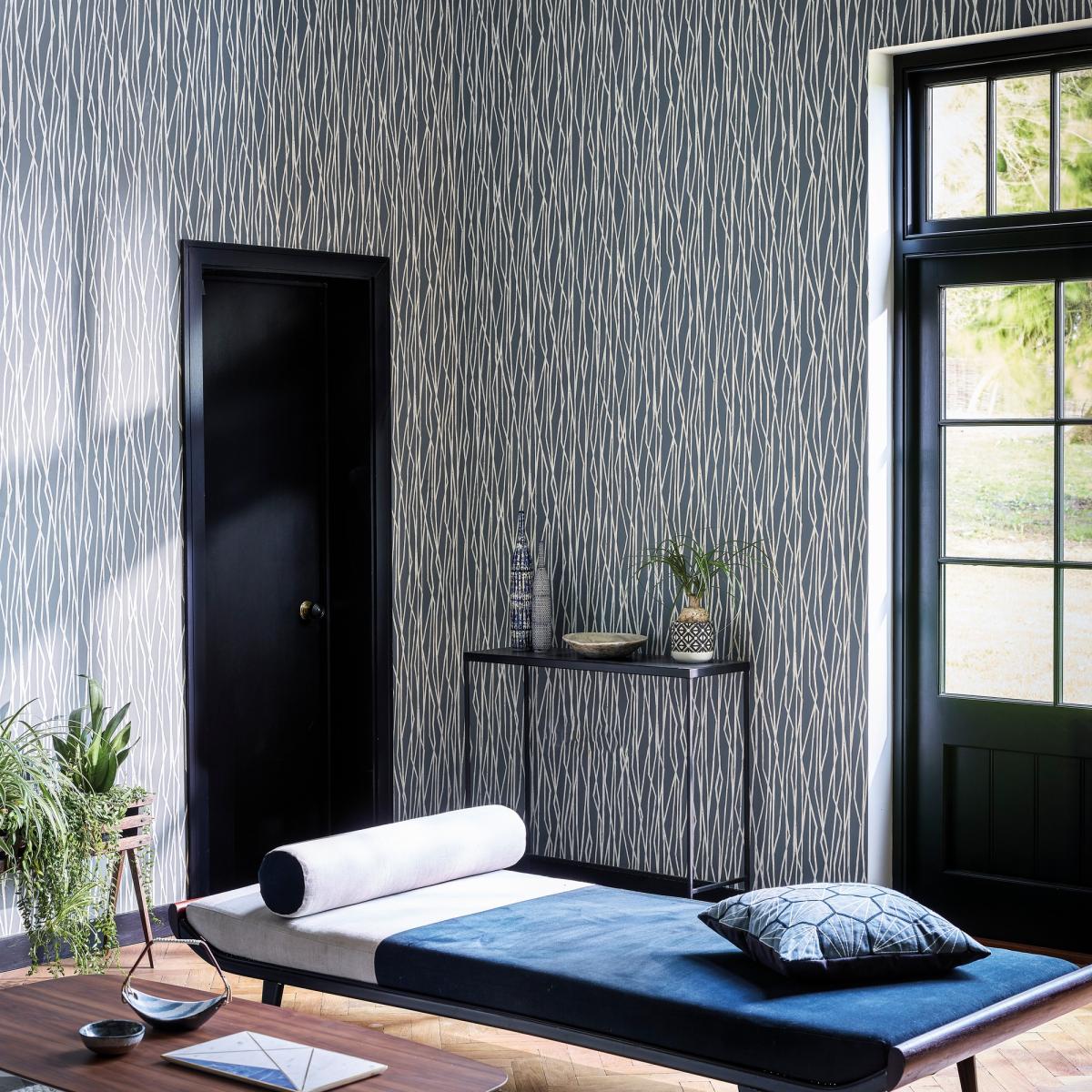 Genki Stripe Wallpaper 111928 by Scion in Graphite Grey Roll – image 1