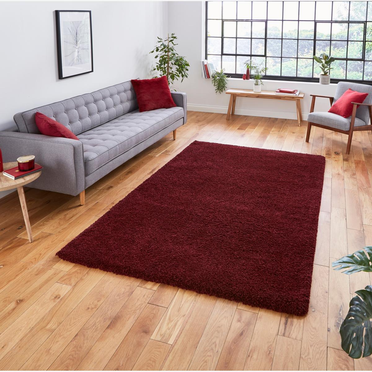 Sierra 9000 Shaggy Rugs in Ruby Red – image 1