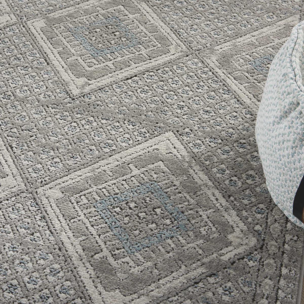 Quarry QUA16 Geometric Rugs in Grey Ivory Blue 114x175cm – image 2