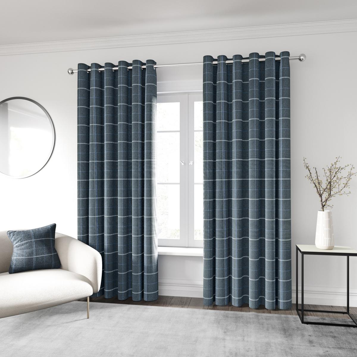 Harper Check Curtains by Helena Springfield in Navy Blue 168x183cm – image 1