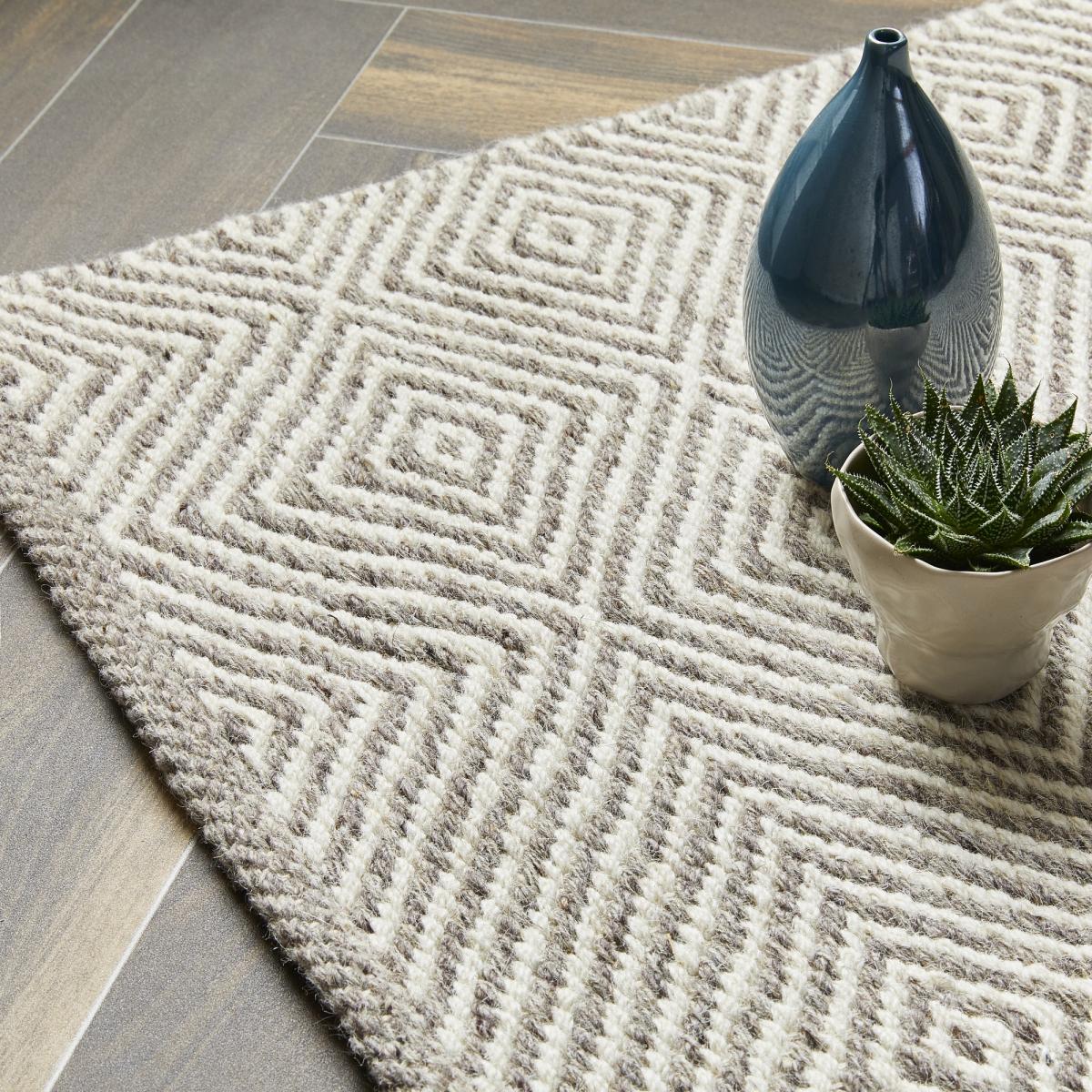 Estelle Geometric Flatweave Rugs in Natural Beige Wool &nbsp;160x230cm – image 2