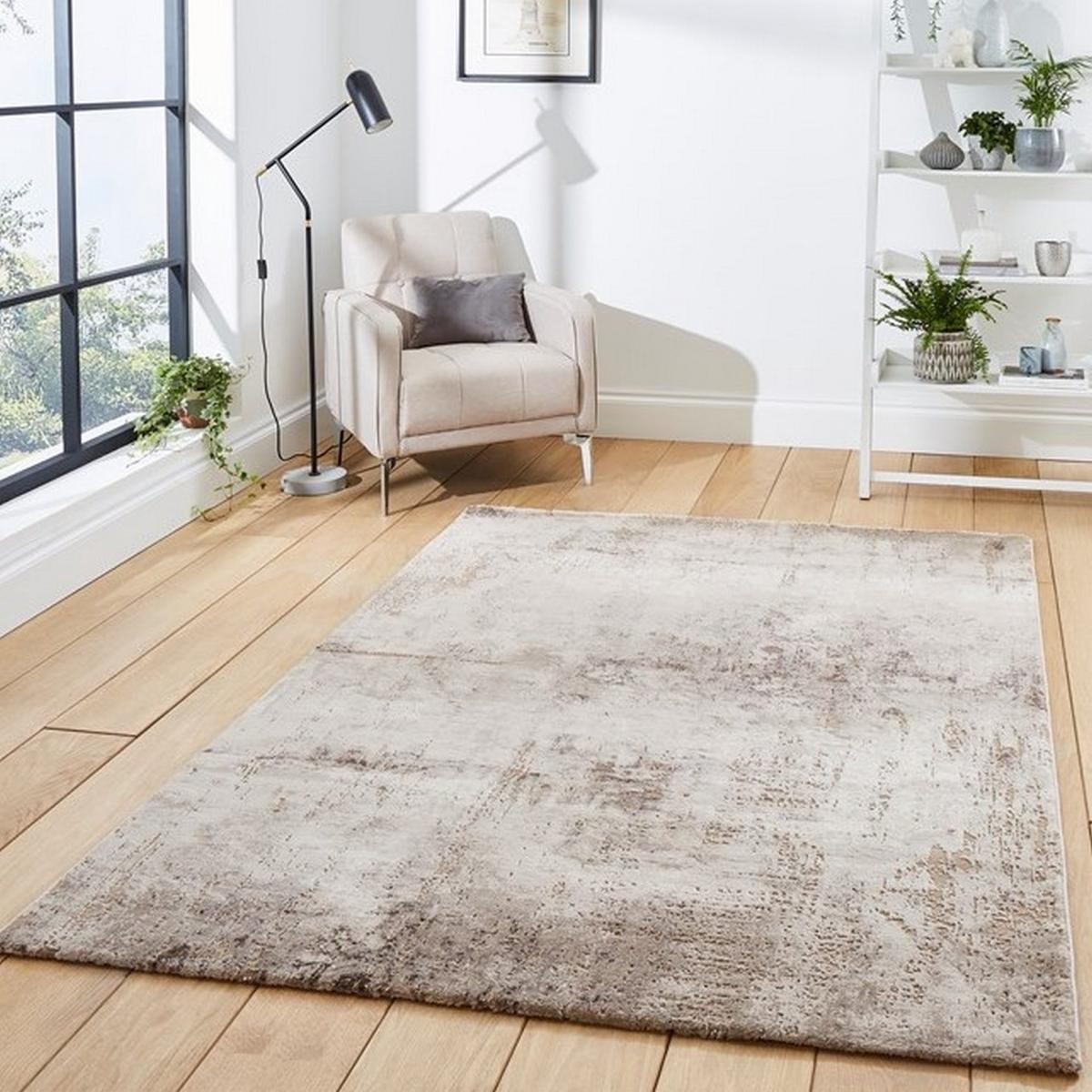 Florence 50034 Distressed Abstract Rugs in Beige Silver – image 2