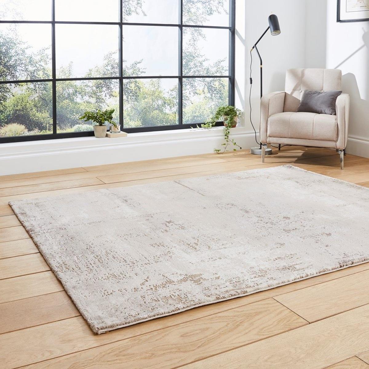 Florence 50034 Distressed Abstract Rugs in Beige Silver – image 1
