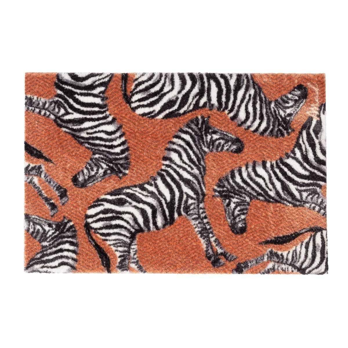 Joel Zebra Washable Floor Mats in Terracotta