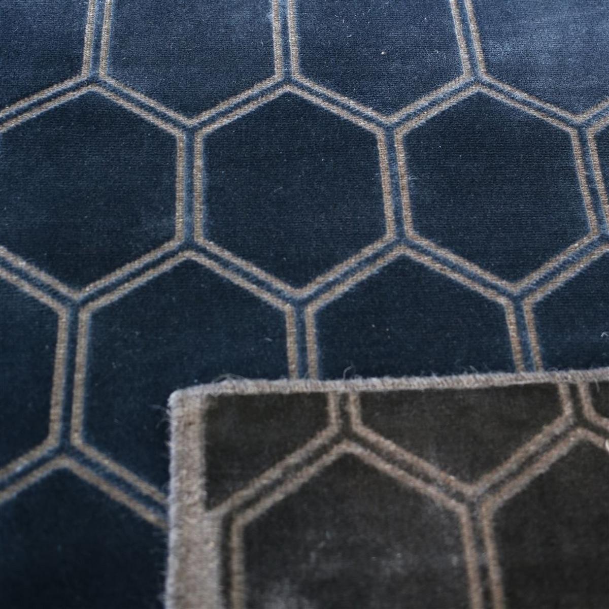 Manipur Geometric Hexagon Rugs in Delft Blue by Designers Guild – image 4
