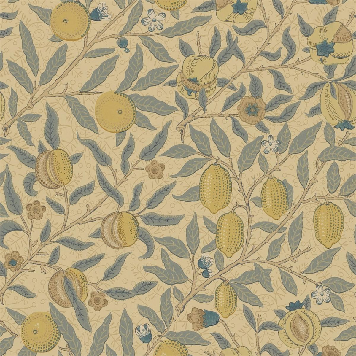 Fruit Wallpaper 103 by Morris & Co in Blue Gold BrownRoll