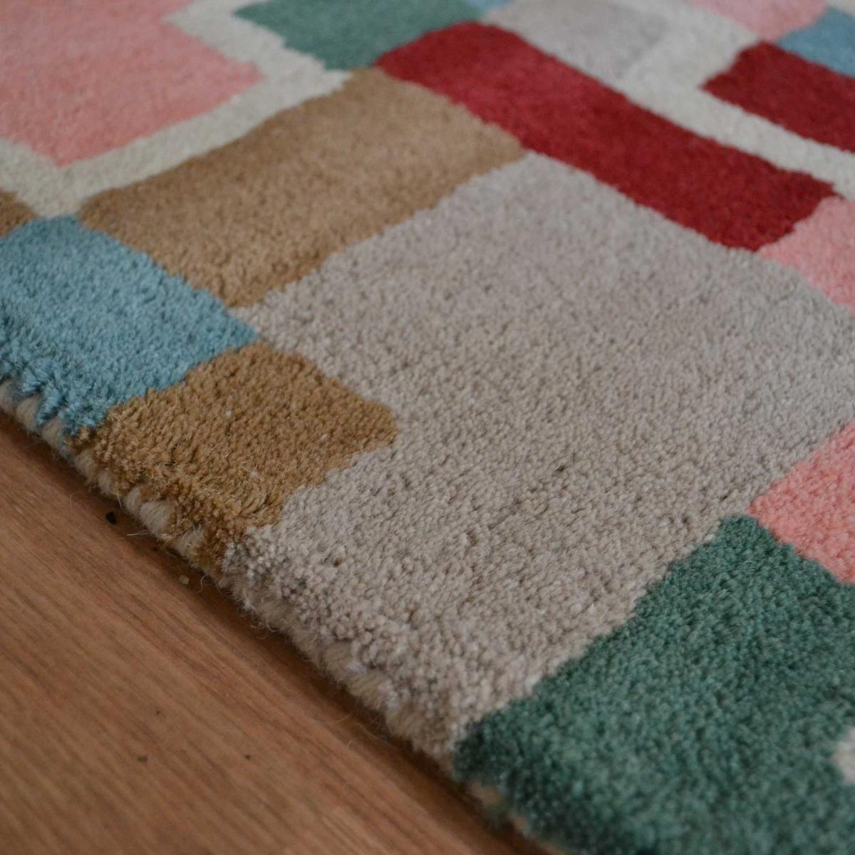 Estella Tetris Geometric Wool Runner Rugs in 89605 Multi 67x230cm – image 3