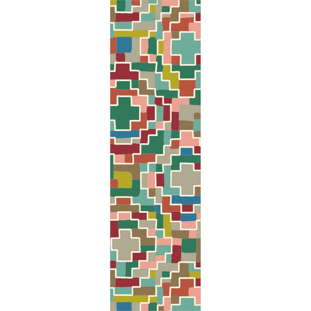 Estella Tetris Geometric Wool Runner Rugs in 89605 Multi 67x230cm – image 5