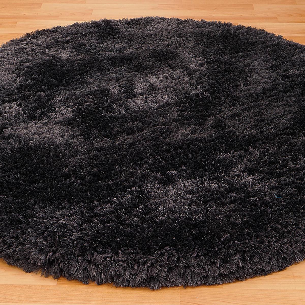 Revival Circlular Shaggy Rugs in Anthracite – image 1