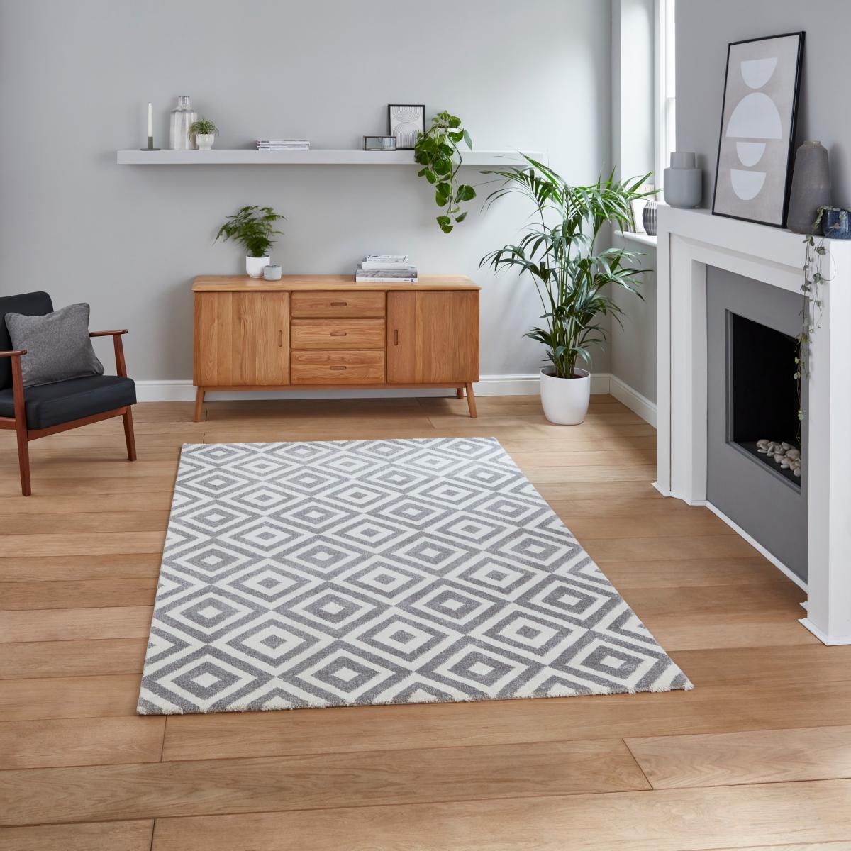 Brooklyn Modern Geometric Rugs BRK89 in Grey white – image 1