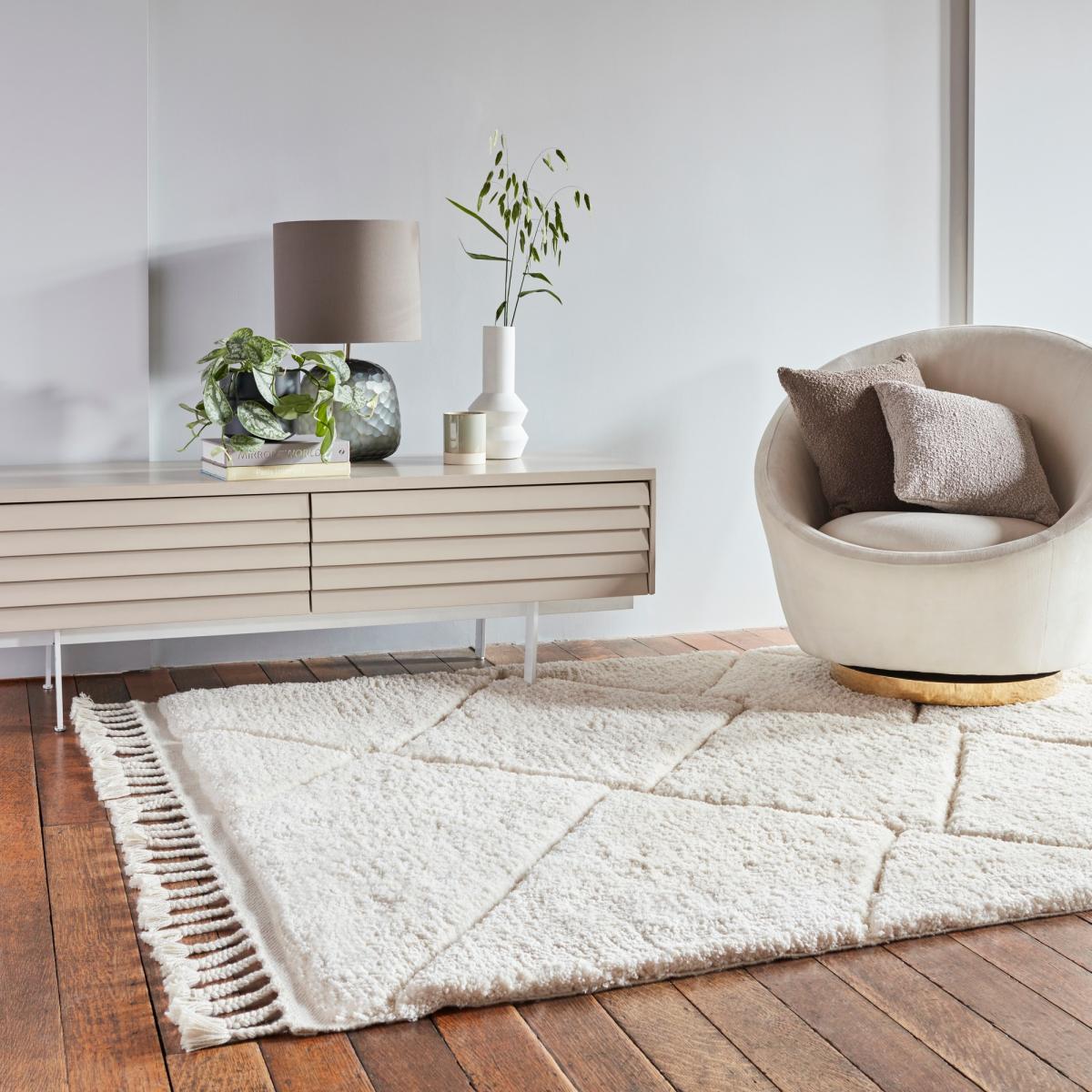 Fes FE01 Moroccan Berber Carved Boho Rugs in Cream White160x230cm – image 2