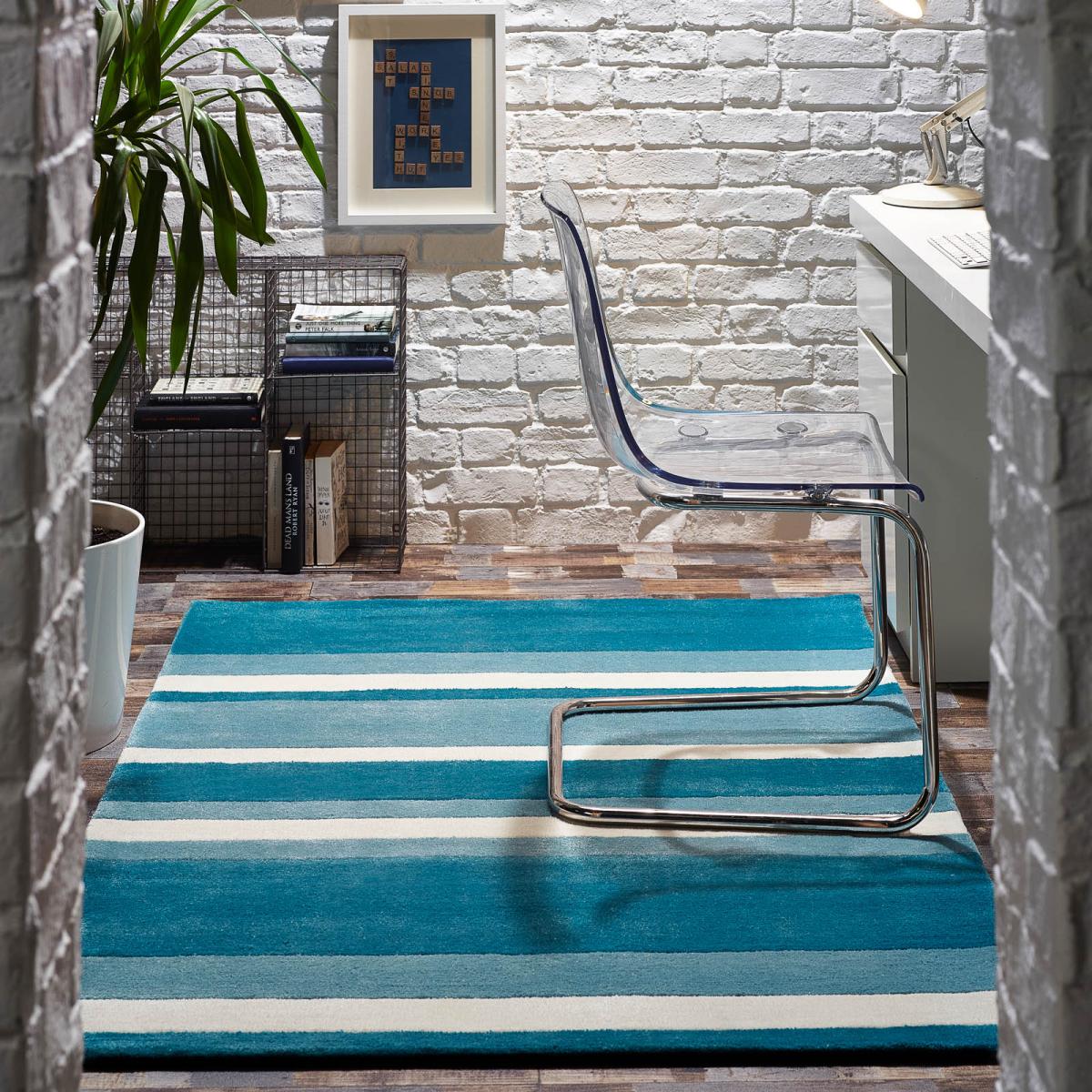 Boston Stripe Modern Bright Rugs in Blue 160x225cm – image 2