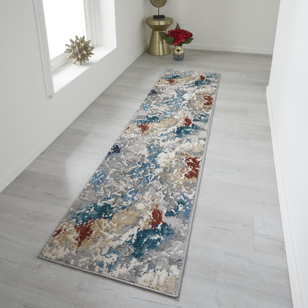 Zoe 1803 X Runner Rugs in Abstract Distressed Multi 60x230cm – image 1