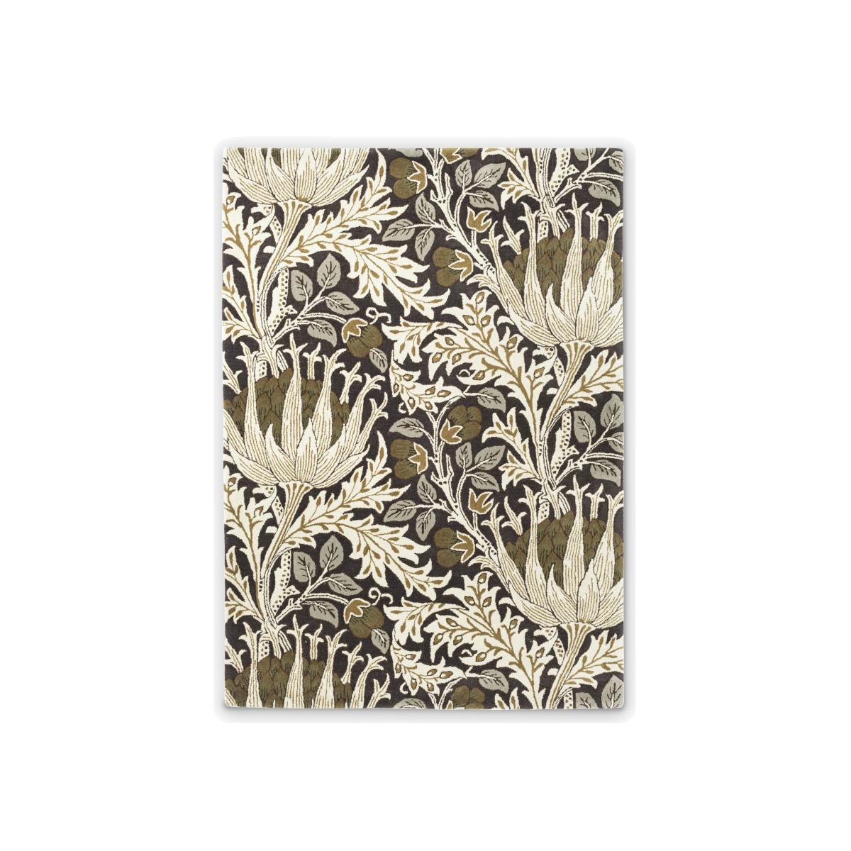 Artichoke Floral Rugs 127105 in Charcoal Mustard By William Morris – image 1