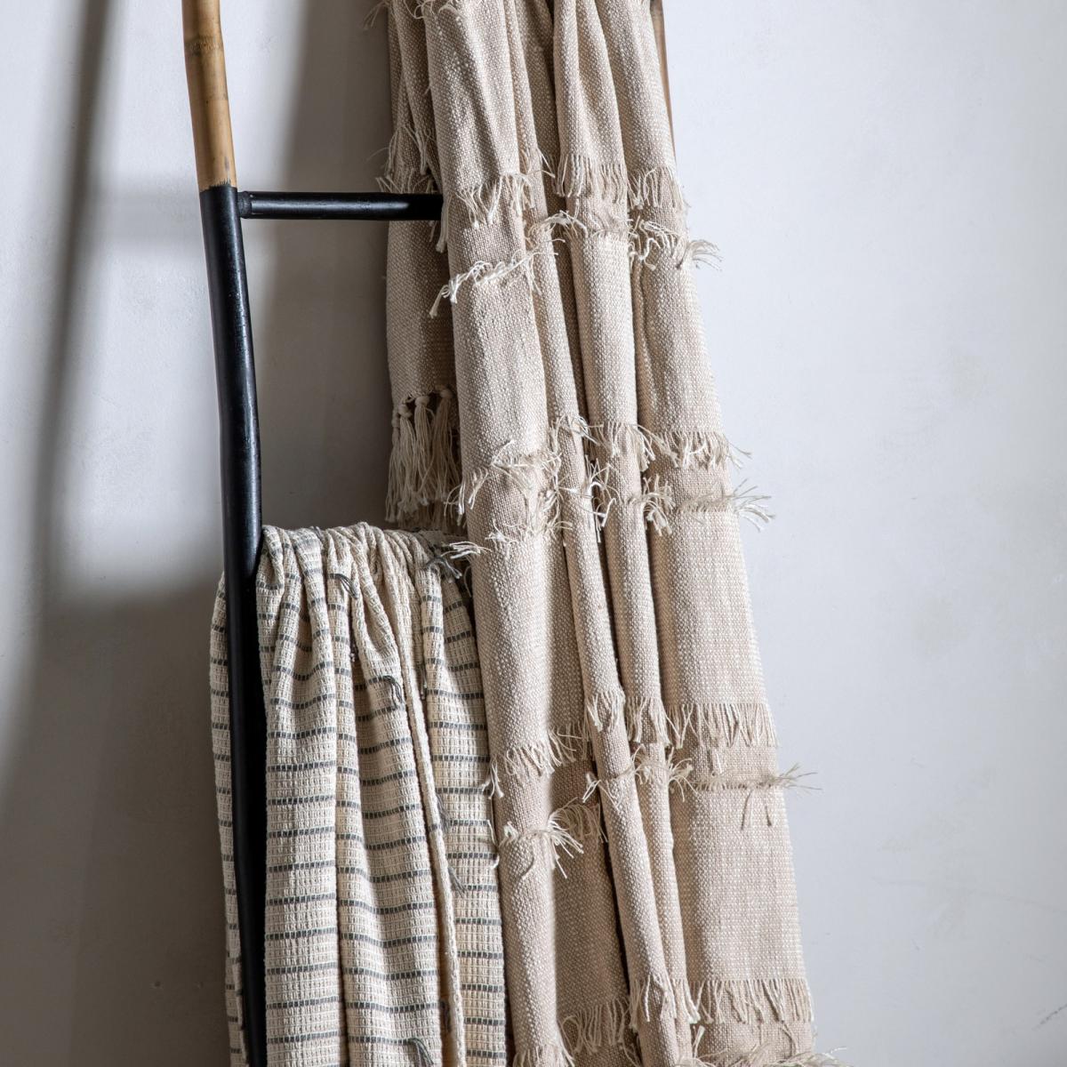Elijah Grey Stripe Organic Cotton Throw in Natural 130x170cm – image 4