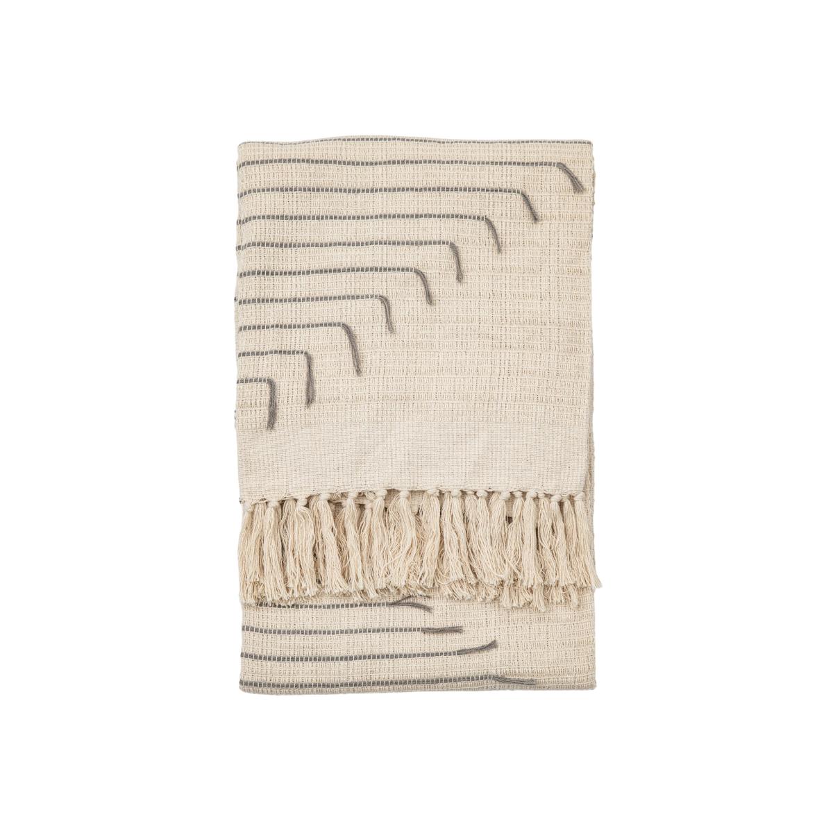Elijah Grey Stripe Organic Cotton Throw in Natural 130x170cm – image 1