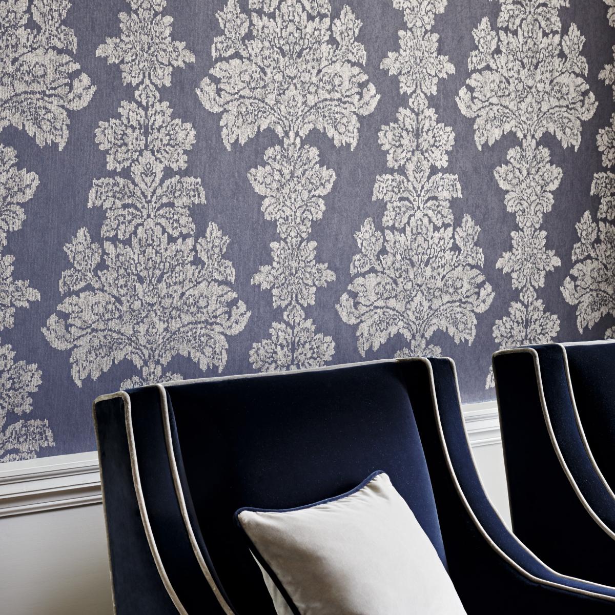 Katrina Wallpaper 312001 by Zoffany in Ink Blue&nbsp;Roll – image 2