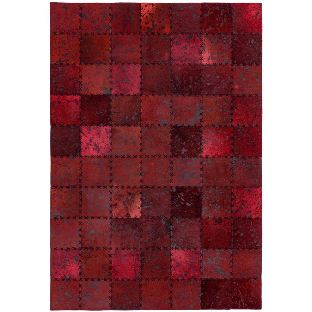 Xylo Hand Sewn Cowhide Rugs in Red Cross Stitch – image 2
