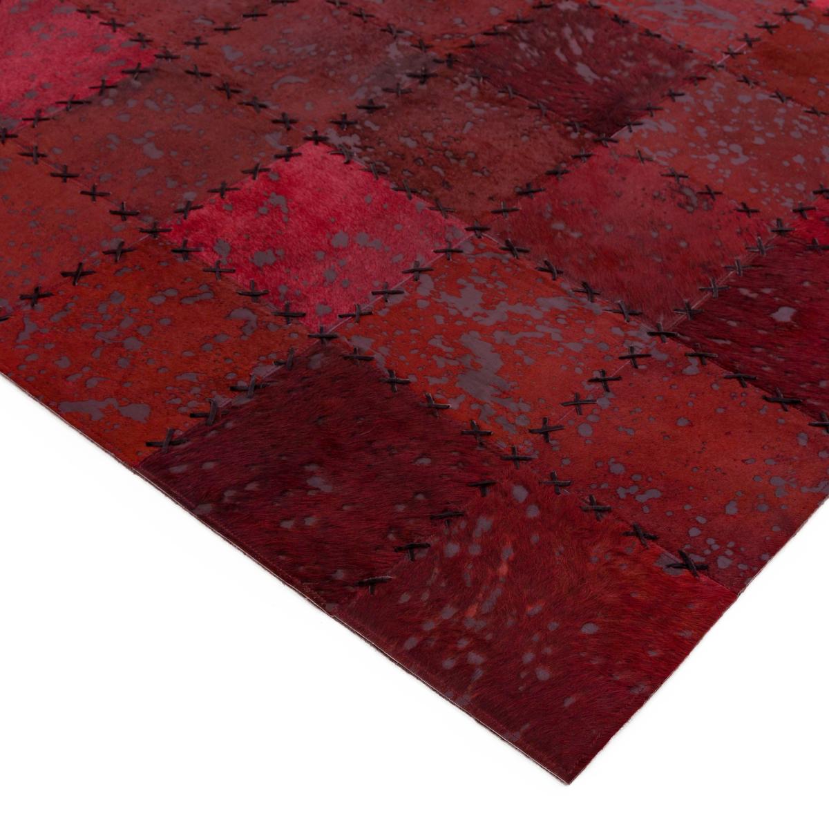 Xylo Hand Sewn Cowhide Rugs in Red Cross Stitch – image 3