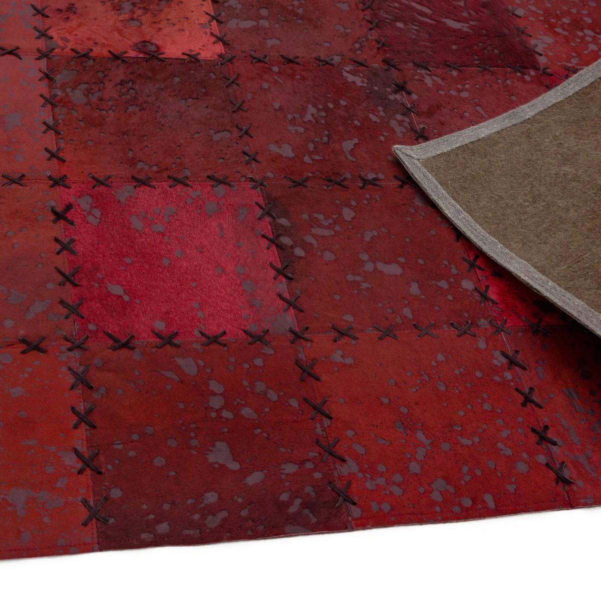 Xylo Hand Sewn Cowhide Rugs in Red Cross Stitch – image 4