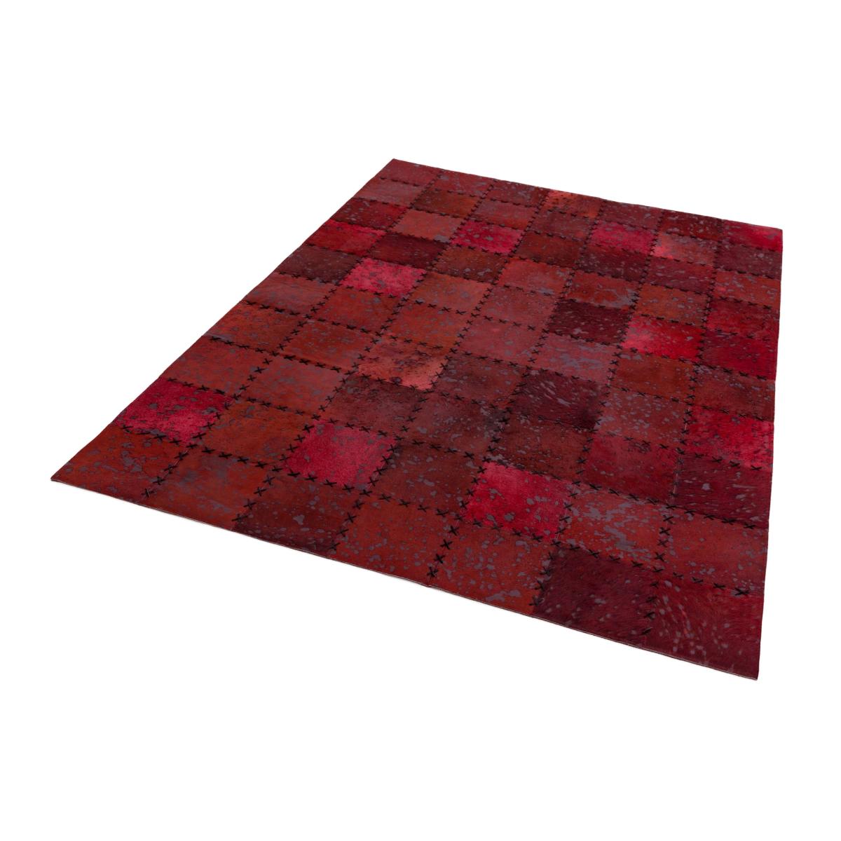 Xylo Hand Sewn Cowhide Rugs in Red Cross Stitch – image 1