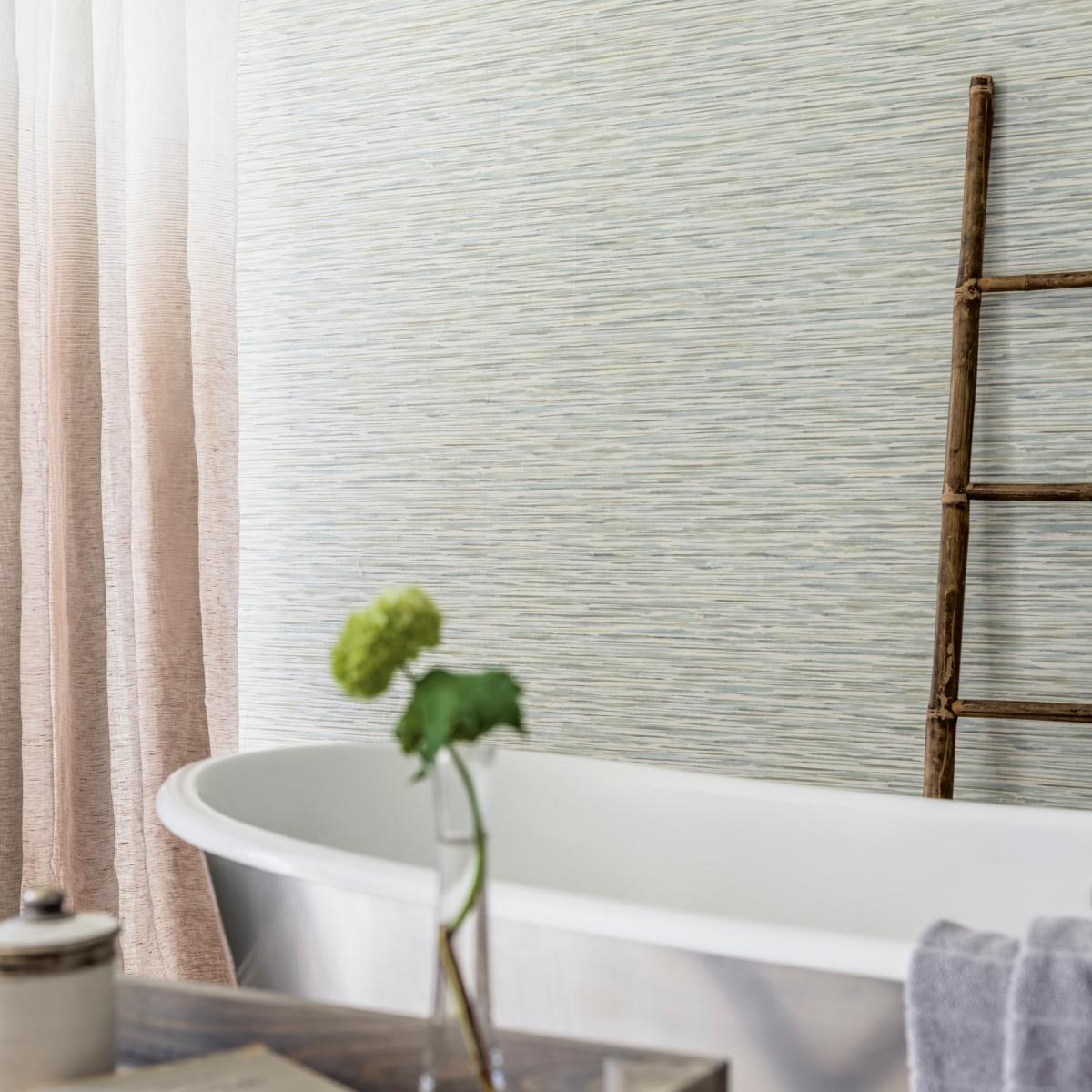 Bayou Striped Wallpaper 216293 by Sanderson in Aqua Blue Roll – image 1