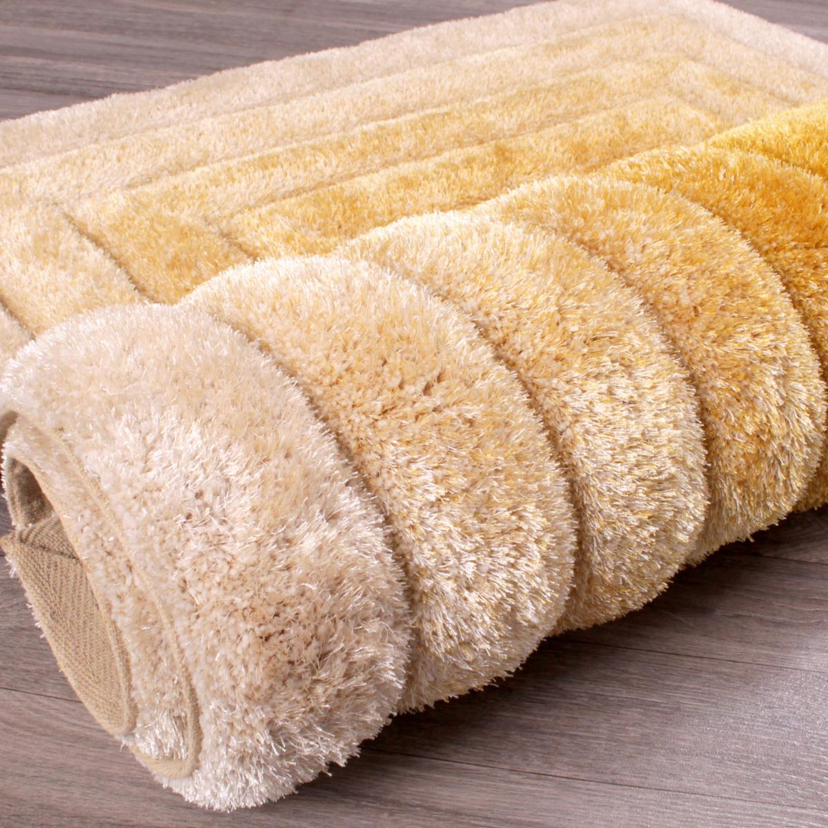 3D Time Gate Ombre Shaggy Rugs in Ochre Yellow 120x170cm – image 4