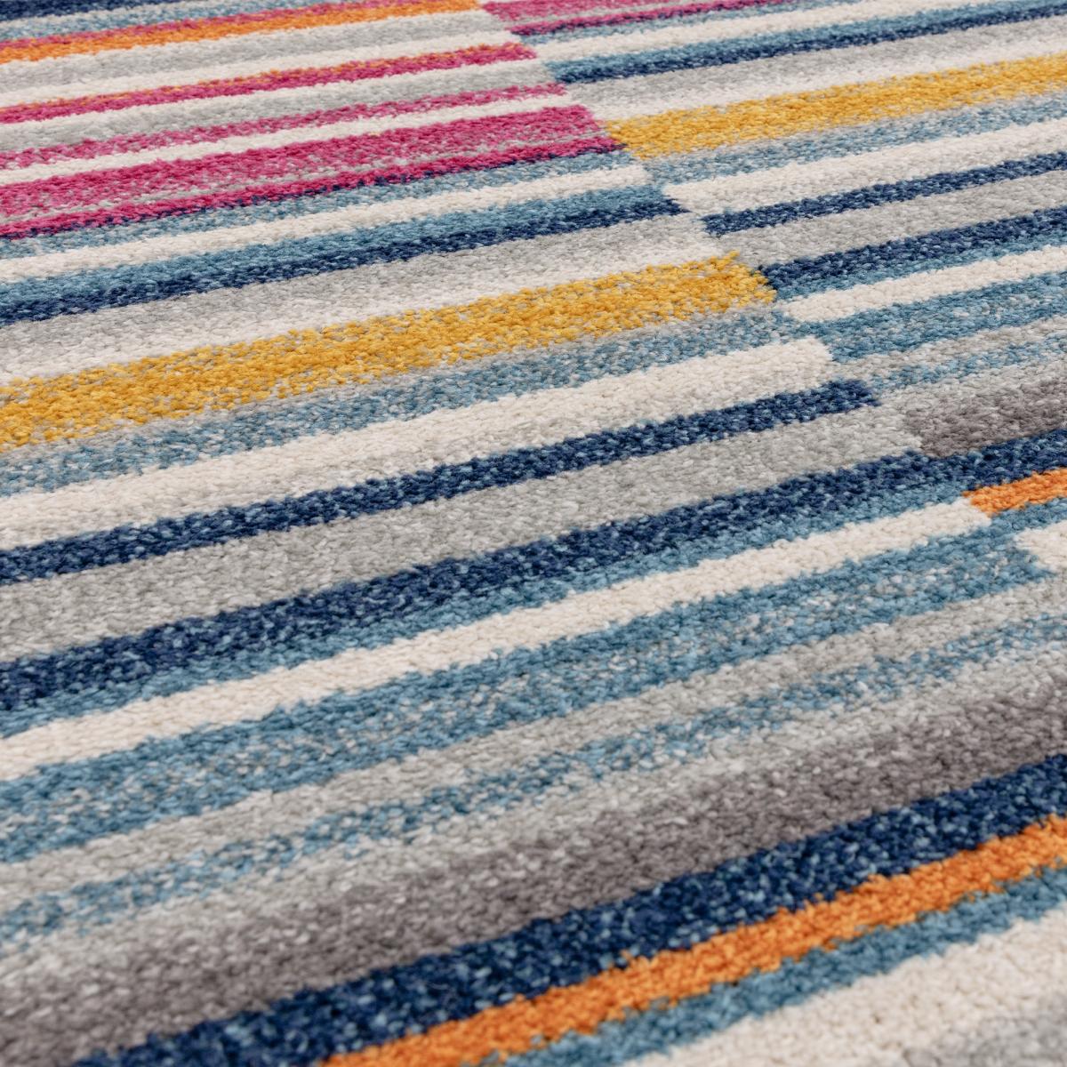 Muse MU06 Geometric Striped Woven Rugs in Pink Multi – image 2