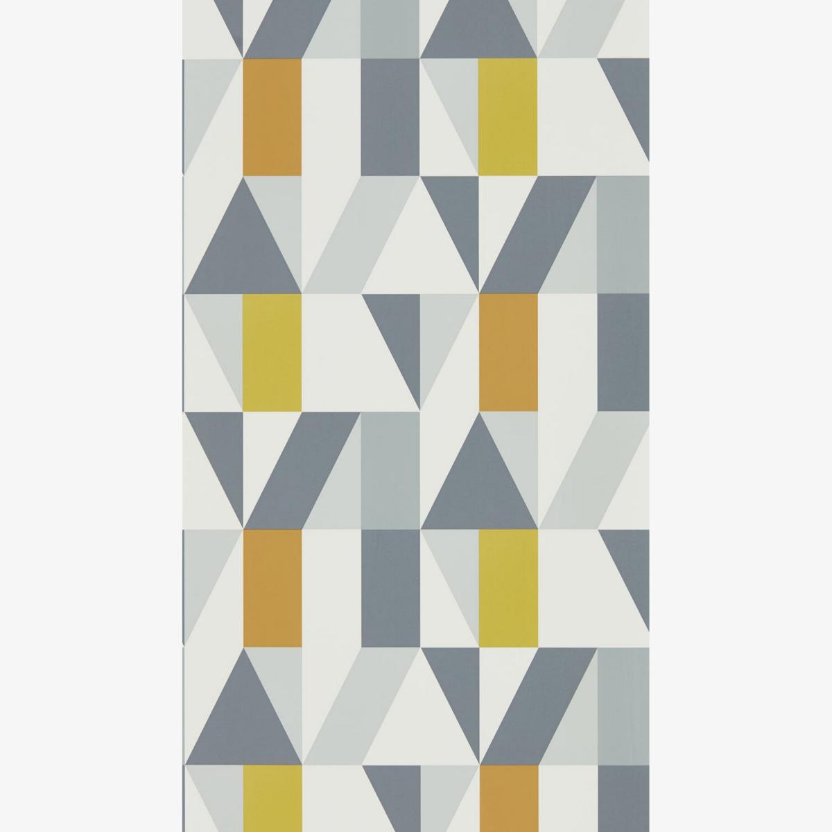 Nuevo Geometric Wallpaper 111832 by Scion in Dandelion Charcoal Brick Roll