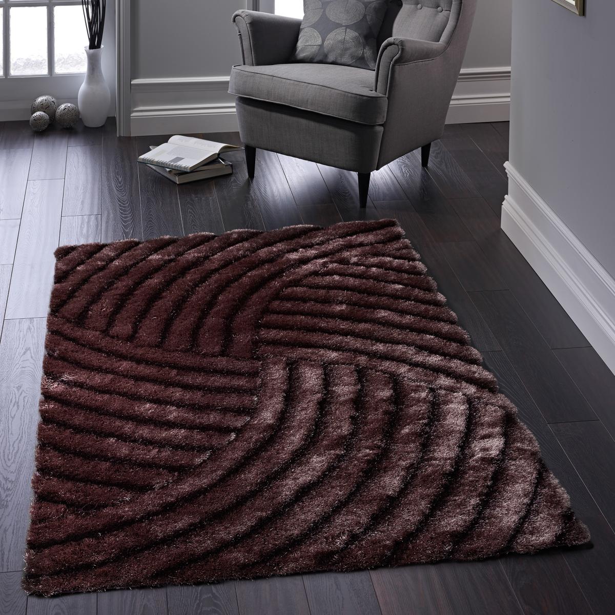 Dallas Carved Shaggy Modern Rugs in Mauve&nbsp;60x120cm – image 4