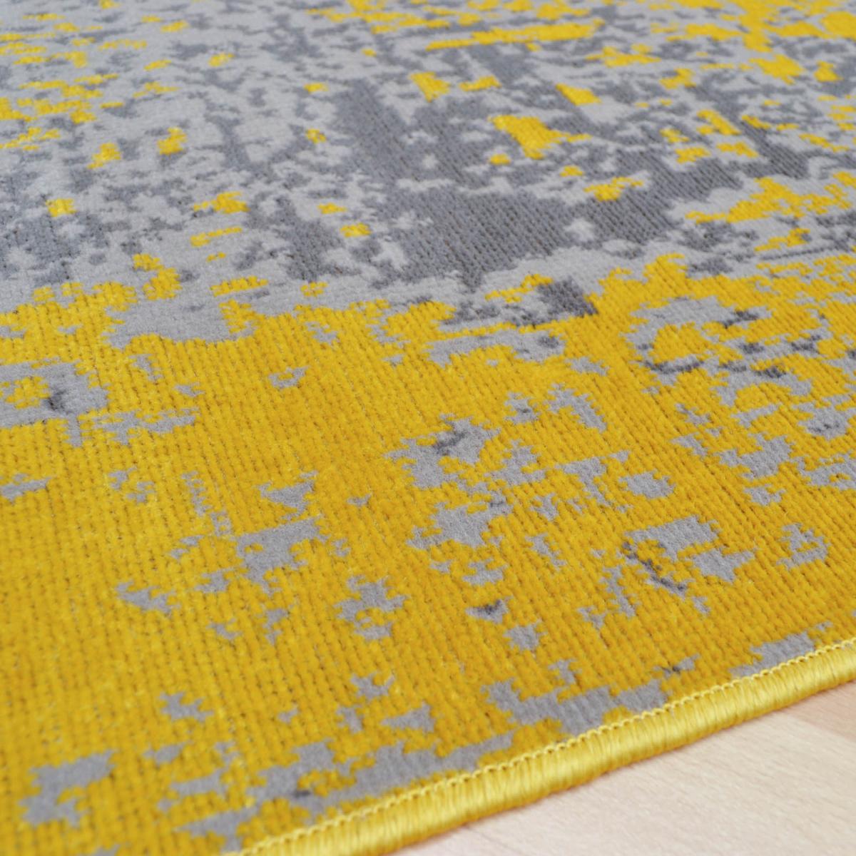 Revive Abstract Distressed Rugs RE11 in Ochre Yellow 160x230cm – image 3