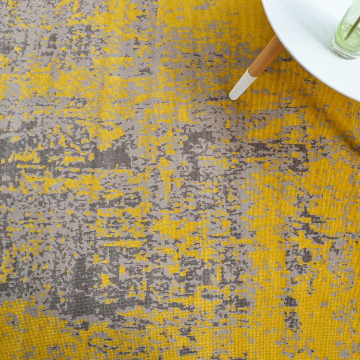 Revive Abstract Distressed Rugs RE11 in Ochre Yellow 160x230cm – image 4