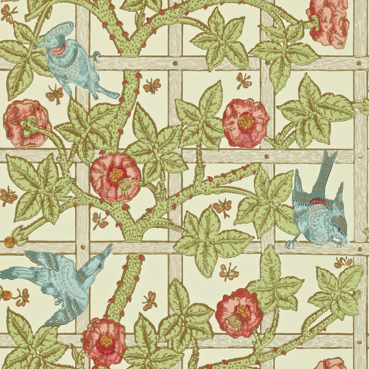 Trellis Wallpaper 101 by Morris & Co in Vanilla Plaster Roll – image 2