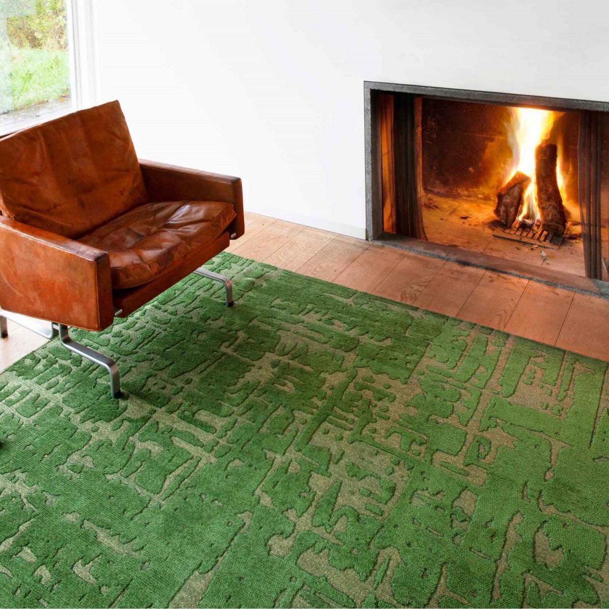 Louis De Poortere Abstract Structures Baobab Rugs 9202 in Perriers Green 140x200cm – image 1