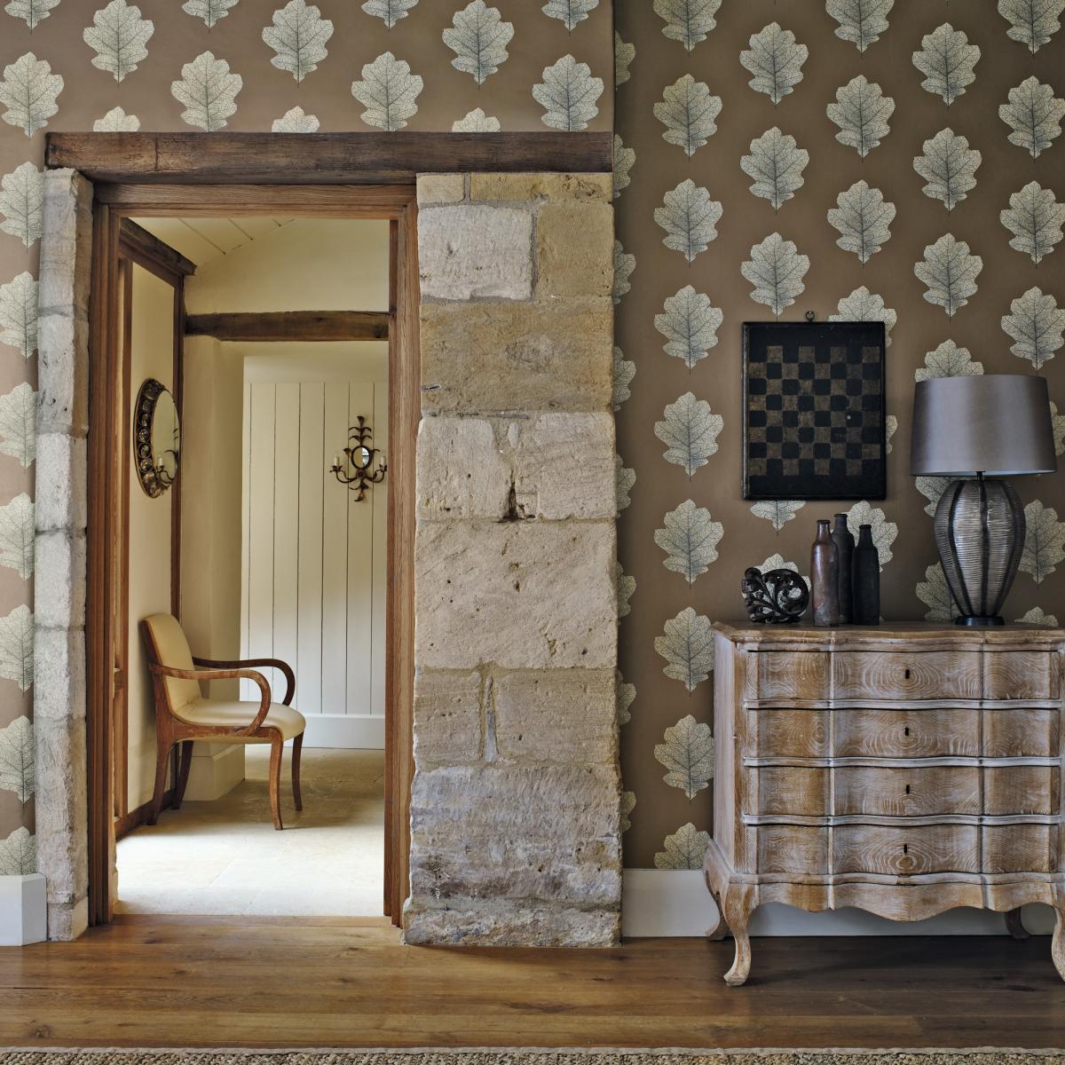 Oak Filigree Wallpaper 215701 by Sanderson in Copper Graphite Roll – image 2
