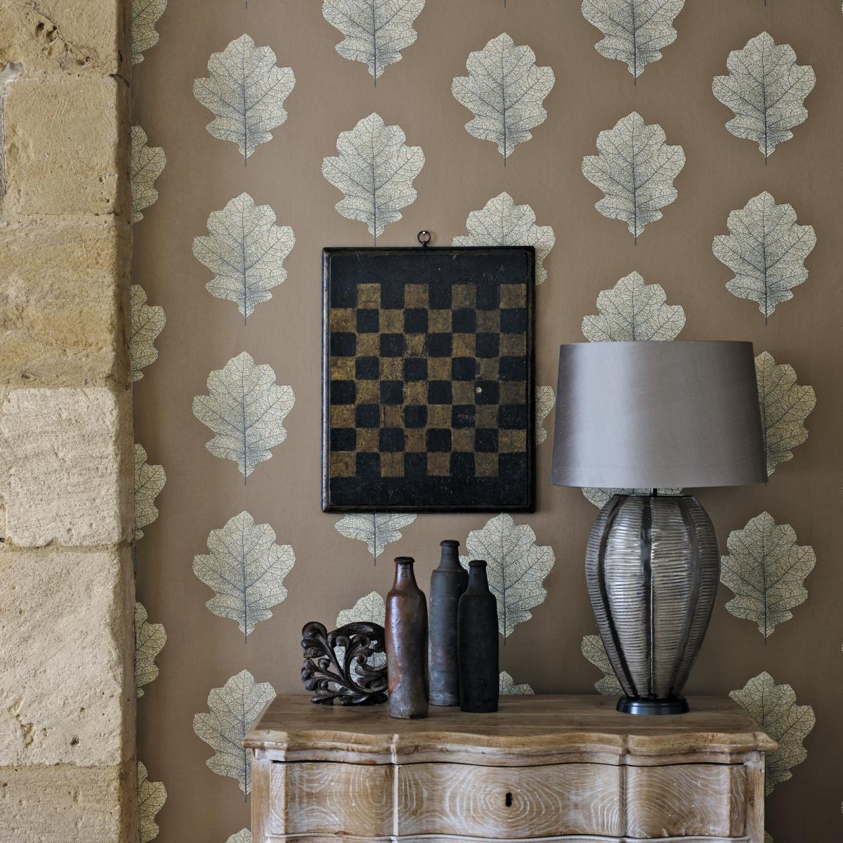 Oak Filigree Wallpaper 215701 by Sanderson in Copper Graphite Roll – image 3