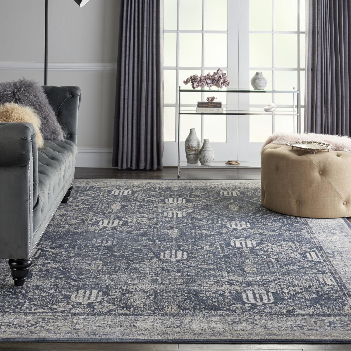 Malta Traditional Border Rugs MAI12 by Kathy Ireland in Navy Ivory 119x170cm – image 2