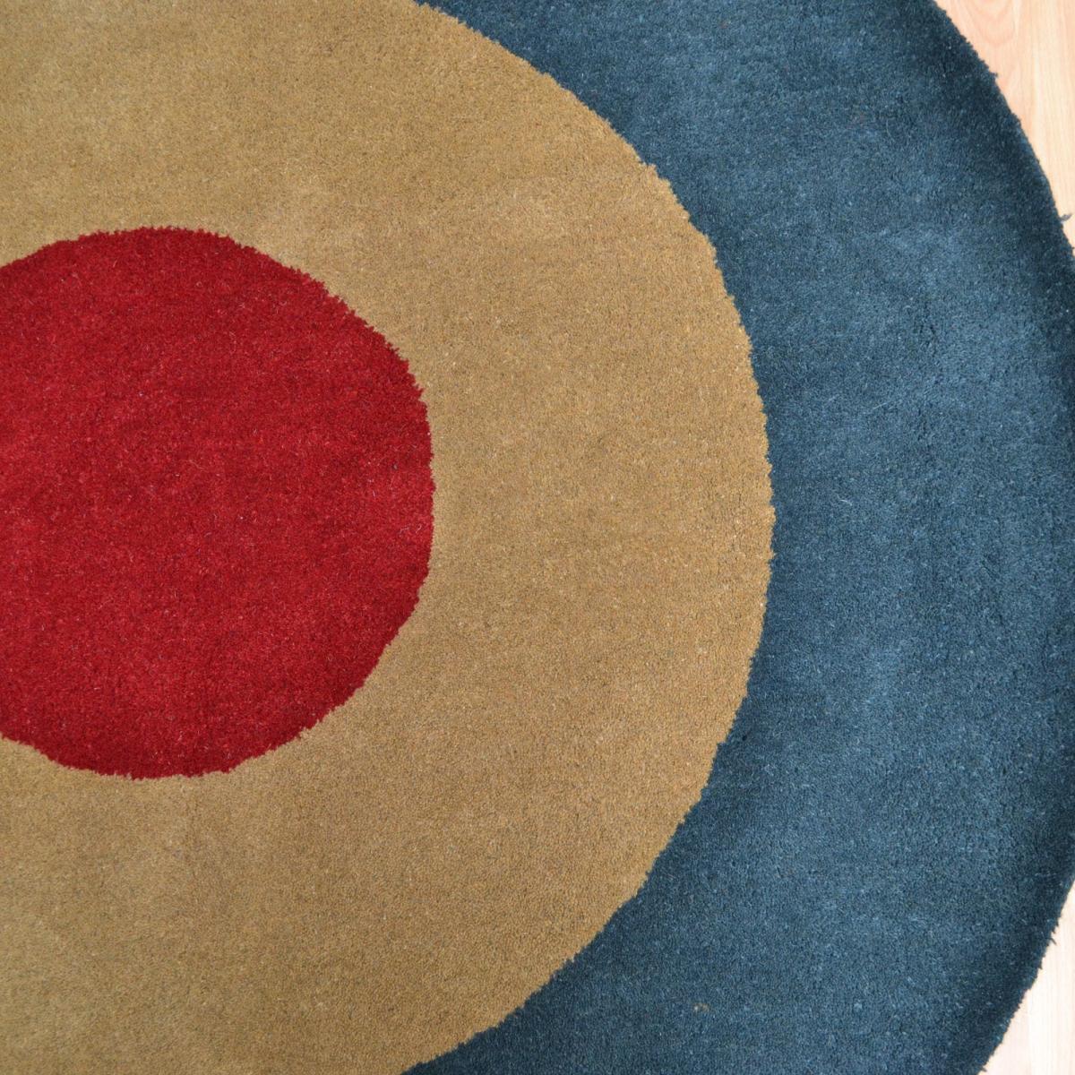 Roundel Wool Circular Rugs in Blue & Red 150x150cm – image 4