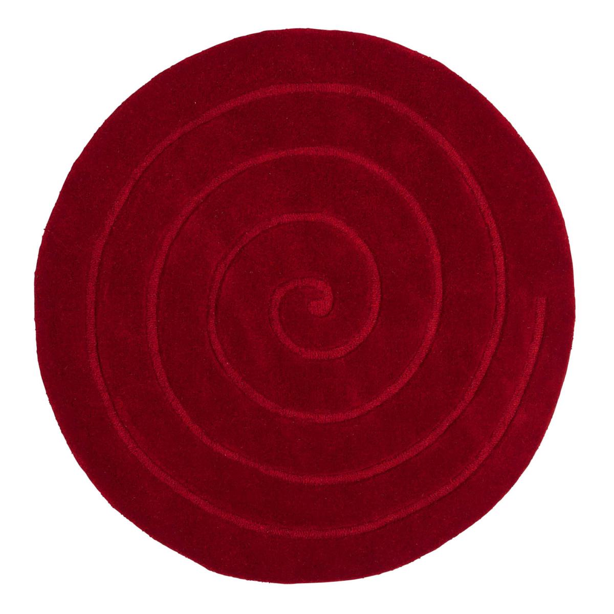 Spiral Circular Round Wool Rugs in Red 180x180cm – image 2