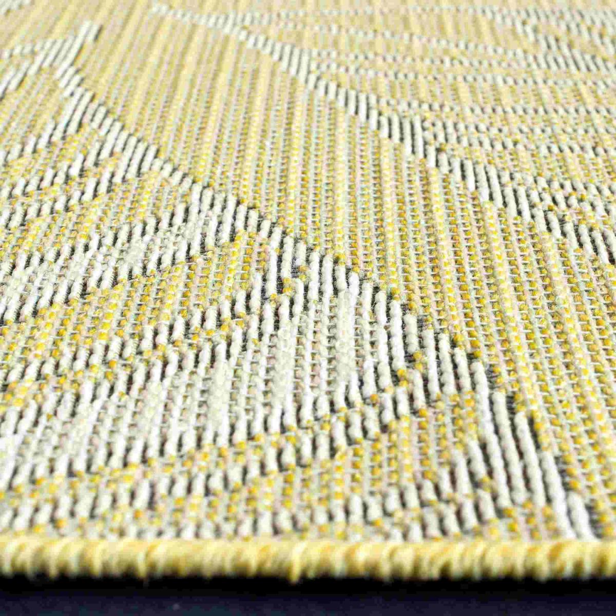 Newquay Leaf Flatweave Outdoor Rugs 96014 2007 Gold – image 3