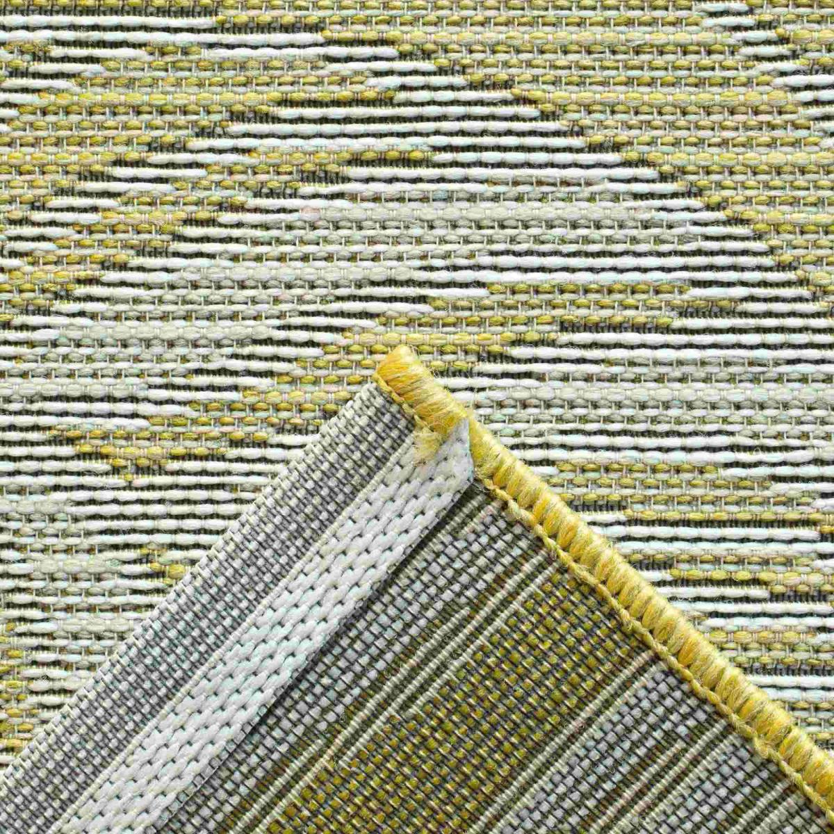 Newquay Leaf Flatweave Outdoor Rugs 96014 2007 Gold – image 5