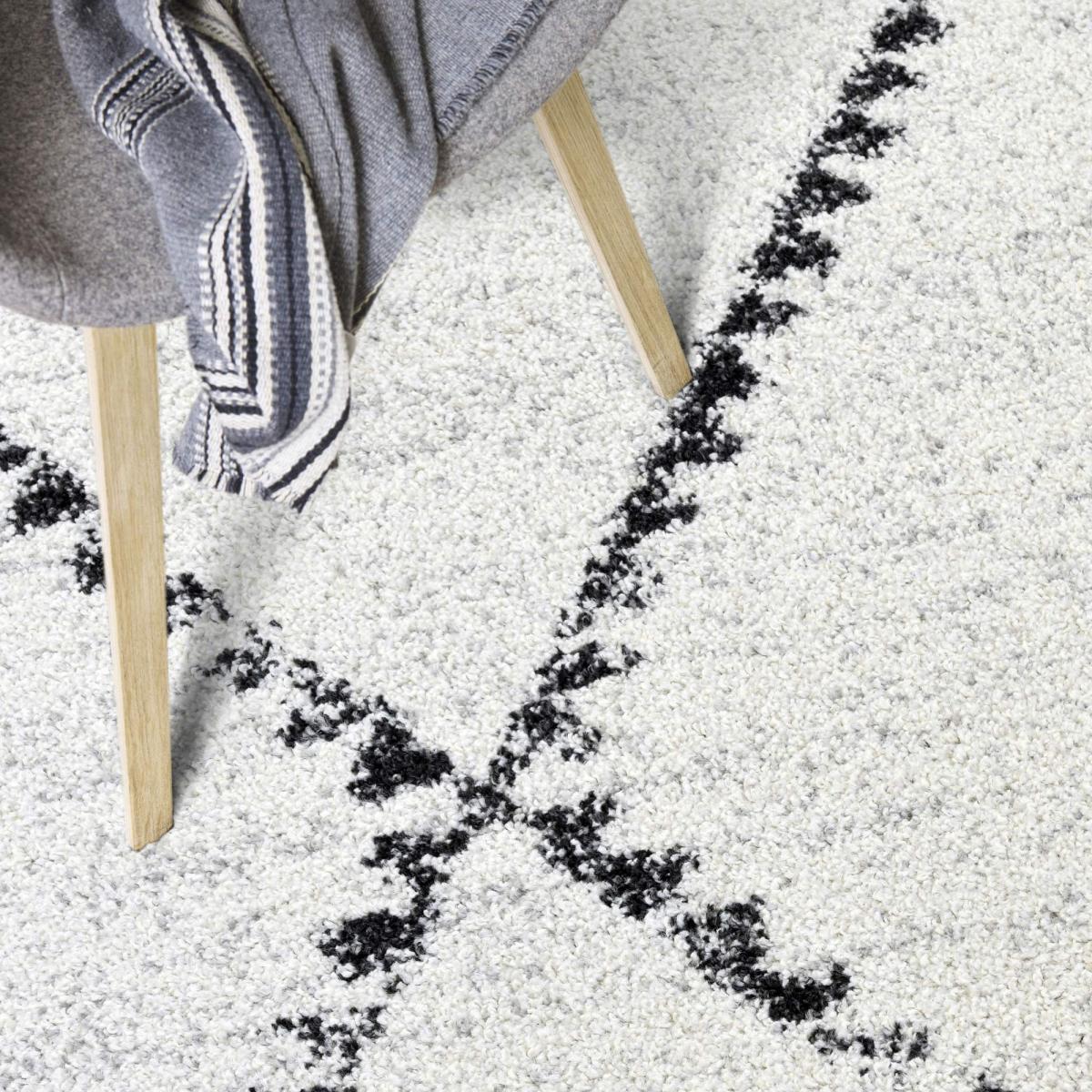 Mehari Boho Shaggy Rugs 23229 6288 in Ivory Grey 80x150cm – image 1